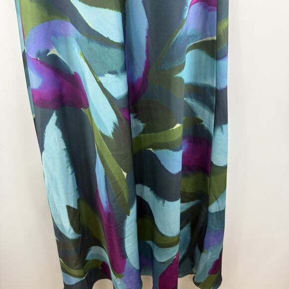 Banana Republic Factory Silky Crepe Midi Dress 2024 Small Watercolor Sleeveless - Picture 7 of 13